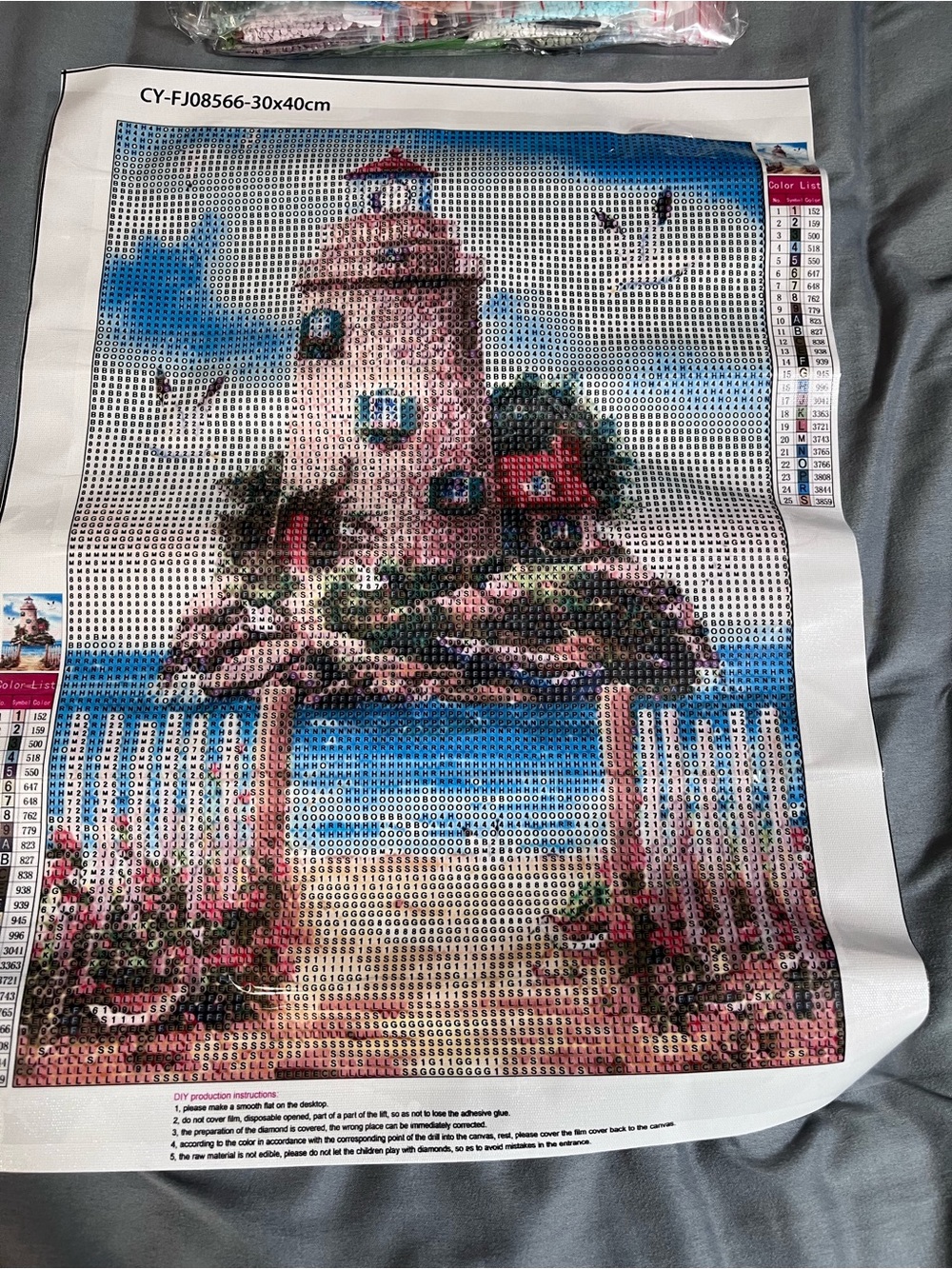 Seaside Lighthouse Diamond Painting Wall Art - Pink and Blue